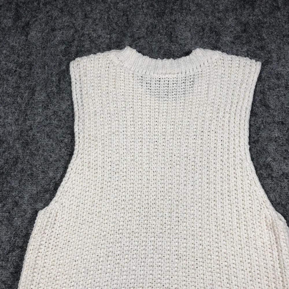 Abercrombie & Fitch Sweater Vest Womens M White Chunky Knit Sleeveless Cozy